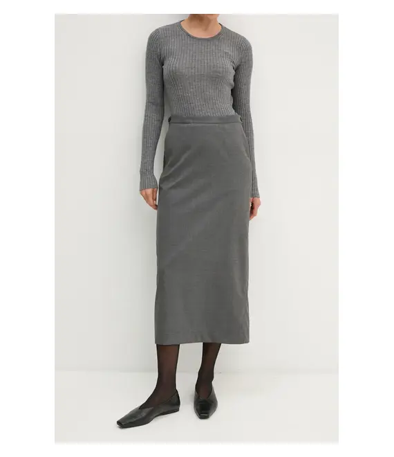 Φούστα από μείγμα μαλλιού Remain Suiting Midi Skirt χρώμα: γκρι, 5018931959