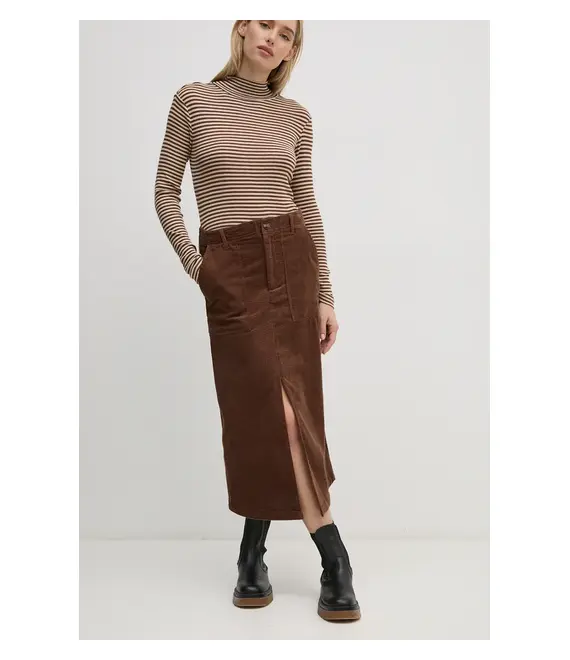 Φούστα κοτλέ Pepe Jeans CISSY χρώμα: καφέ, PL901153