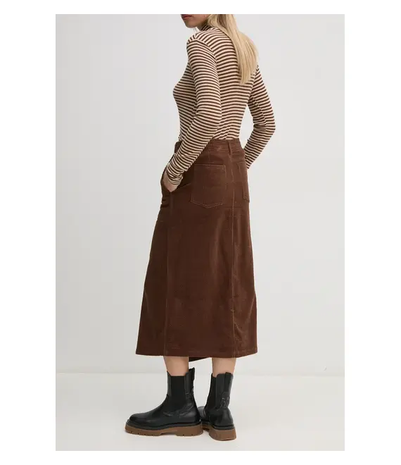 Φούστα κοτλέ Pepe Jeans CISSY χρώμα: καφέ, PL901153