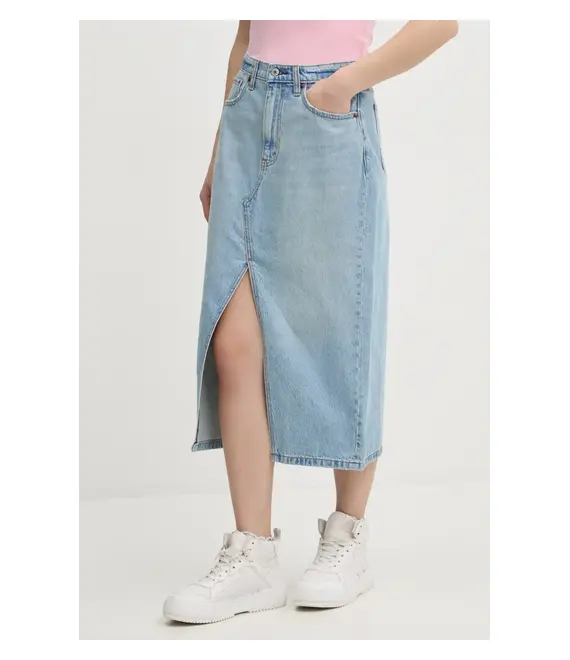 Τζιν φούστα Abercrombie & Fitch χρώμα: μπλε, KI143-3206