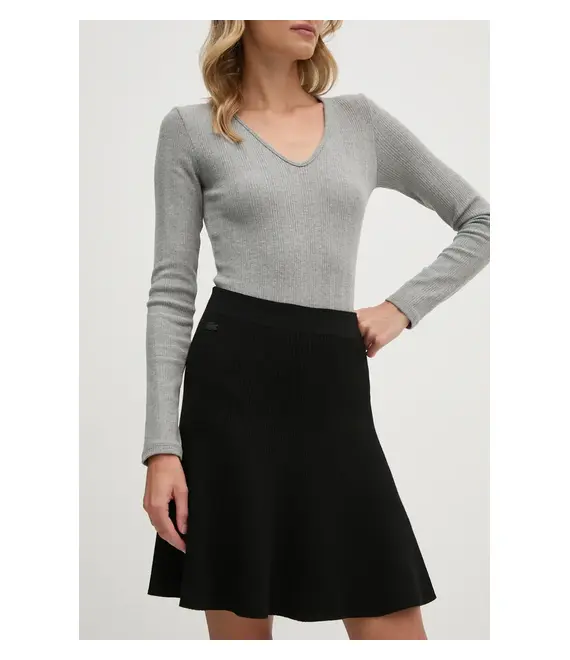 Φούστα Lacoste χρώμα: μαύρο, JF2540
