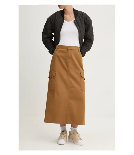 Βαμβακερή φούστα Dickies DUCK CANVAS χρώμα: καφέ, DK0A4Z2R