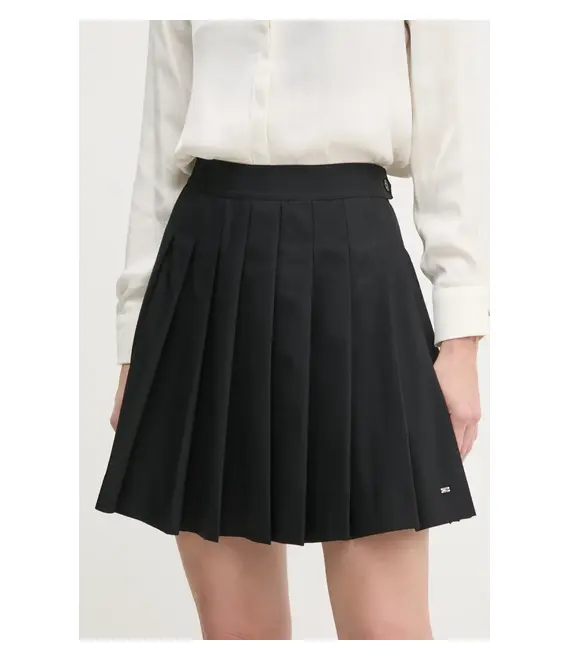 Φούστα Tommy Hilfiger χρώμα: μαύρο, WW0WW43626