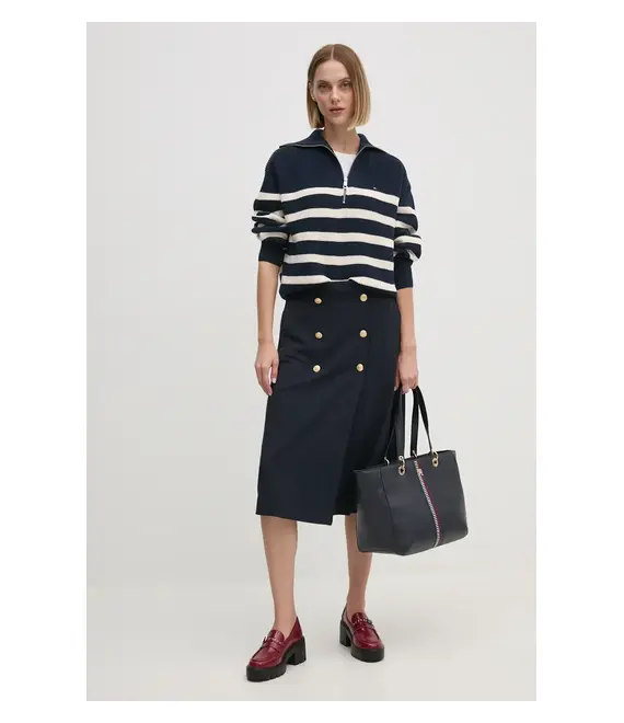 Φούστα Tommy Hilfiger χρώμα: ναυτικό μπλε, WW0WW43628