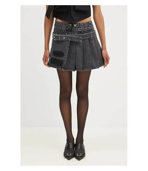 Τζιν φούστα AMBUSH Denim Pleats Skirt χρώμα: μαύρο, BWYF002F24DEN0011100