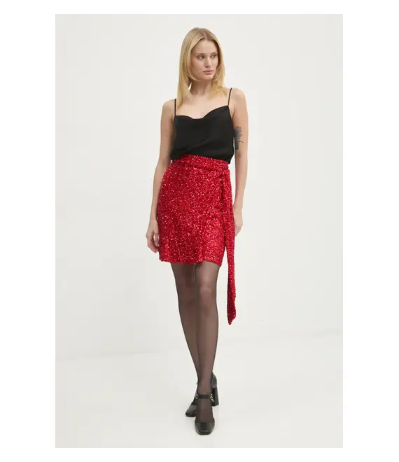 Φούστα Never Fully Dressed Sequin Mini Jaspre Skirt χρώμα: κόκκινο, NFDSK593