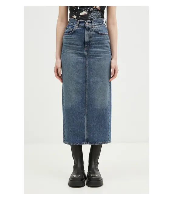 Βαμβακερή τζιν φούστα Fiorucci Denim Midi χρώμα: ναυτικό μπλε, W01FPDSK176DN01DN02