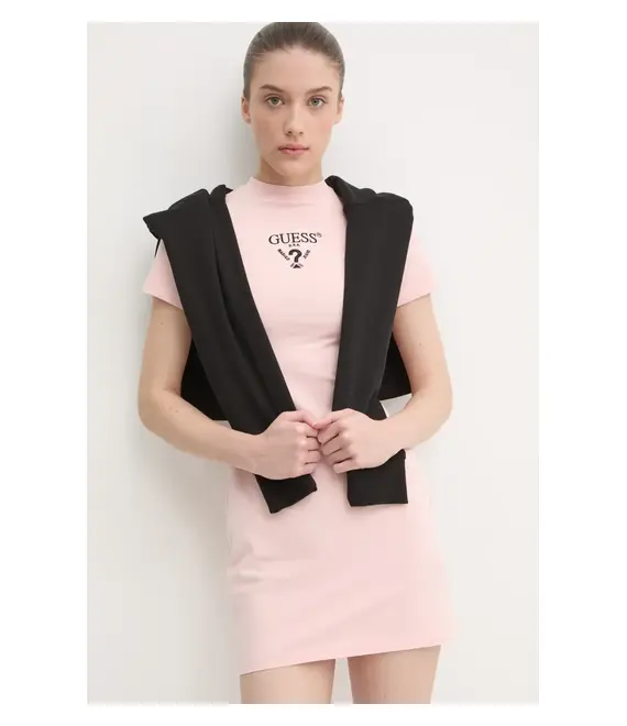 Φόρεμα Guess COLETTE χρώμα: ροζ, V4YK02 KCDH1