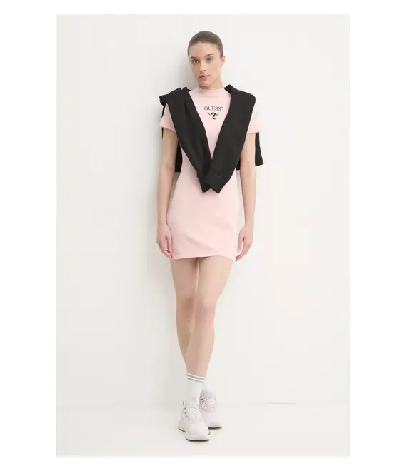 Φόρεμα Guess COLETTE χρώμα: ροζ, V4YK02 KCDH1