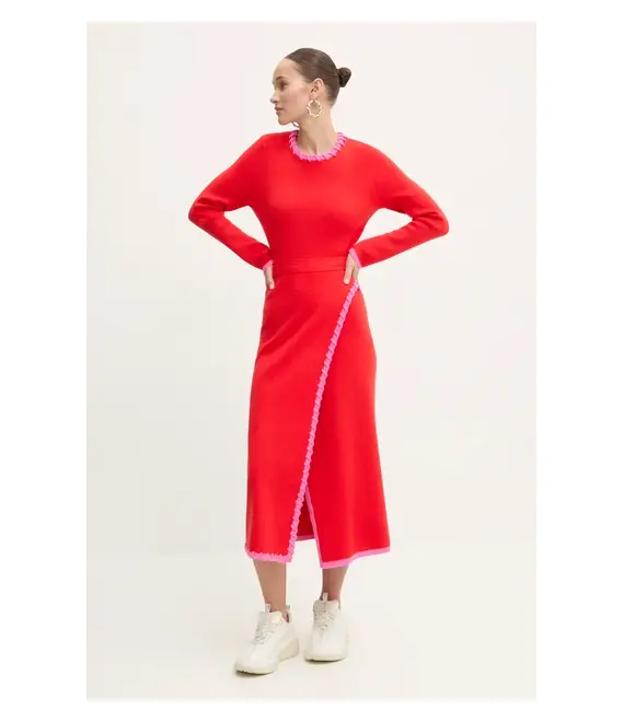 Φόρεμα Never Fully Dressed Sydney Wrap Dress χρώμα: κόκκινο, NFDKN533