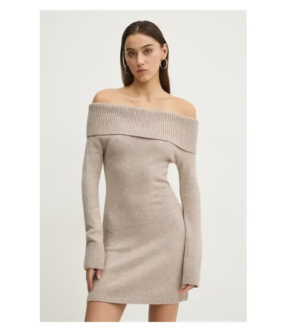 Φόρεμα Hollister Co. χρώμα: μπεζ, KI359-4292
