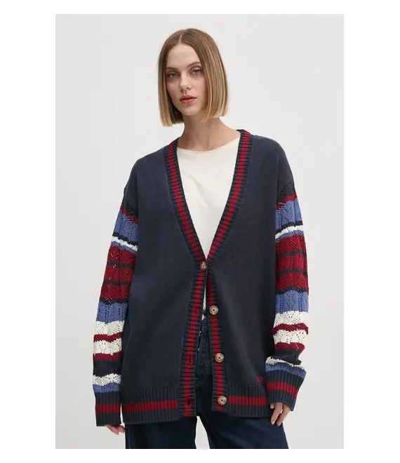 Πλεκτή ζακέτα Pepe Jeans HARPER χρώμα: ναυτικό μπλε, PL702203