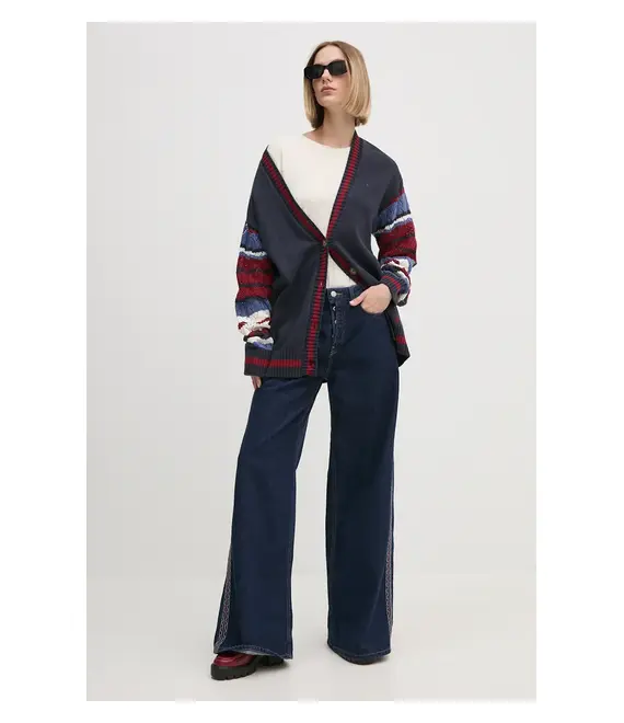 Πλεκτή ζακέτα Pepe Jeans HARPER χρώμα: ναυτικό μπλε, PL702203