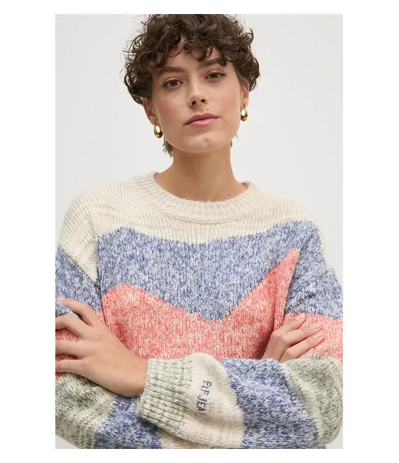 Πουλόβερ με προσθήκη μαλλιού Pepe Jeans HARRIET γυναικείο, χρώμα: μπεζ, PL702232