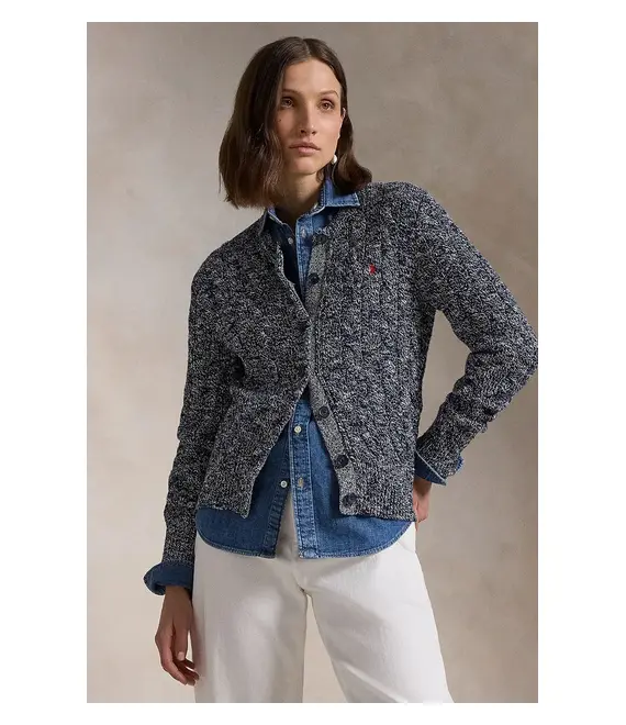 Βαμβακερή ζακέτα Polo Ralph Lauren χρώμα: μπεζ, 211947926