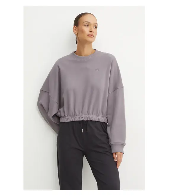 Βαμβακερή μπλούζα adidas Originals Premium Essentials Sweater γυναικεία, χρώμα: μοβ, IY9709