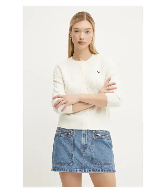 Ζακέτα από μίγμα μαλλιού Abercrombie & Fitch χρώμα: μπεζ, KI150-4294