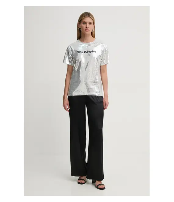 Μπλουζάκι The Kooples χρώμα: ασημί, FTSC29036K