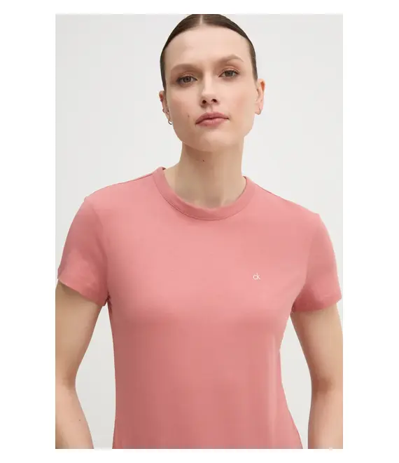Βαμβακερό μπλουζάκι Calvin Klein γυναικείο, χρώμα: πορτοκαλί, K20K208061