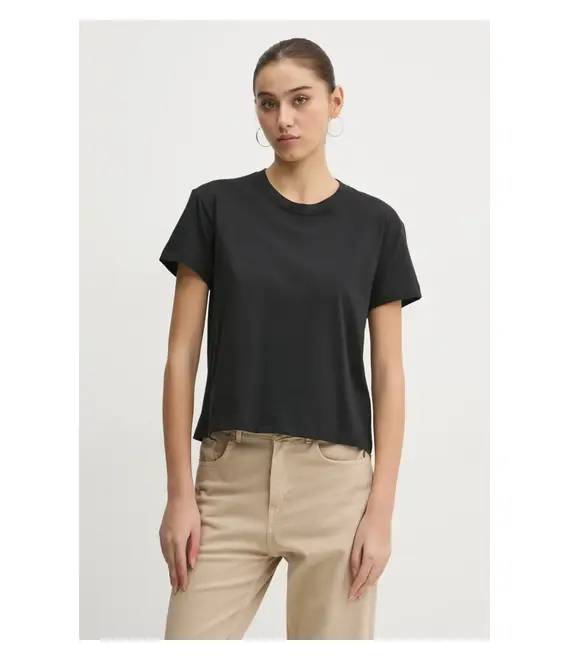 Βαμβακερό μπλουζάκι Hollister Co. γυναικείο, χρώμα: μαύρο, KI339-3613