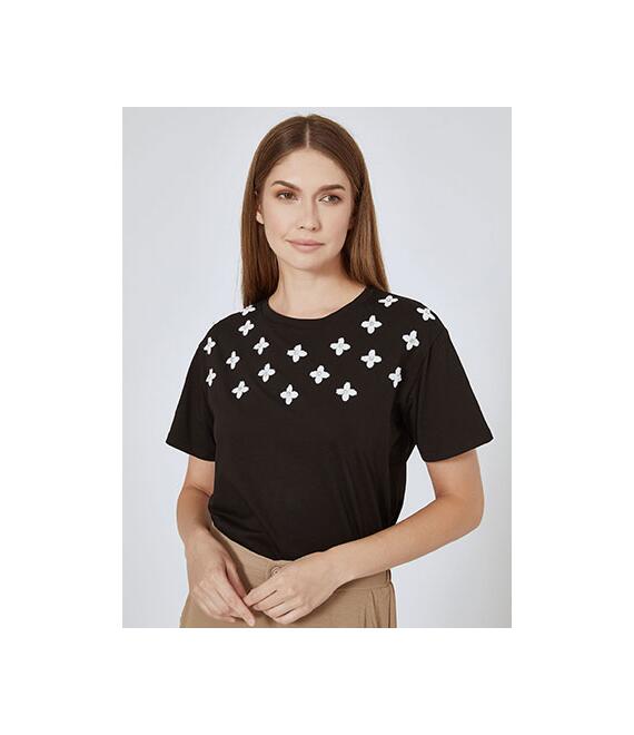 T-shirt με strass και κέντημα SN7590.4151+2
