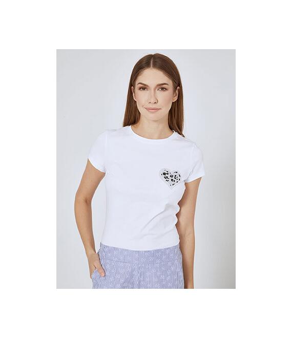 T-shirt με καρδιά glitter και strass SN7958.4069+2