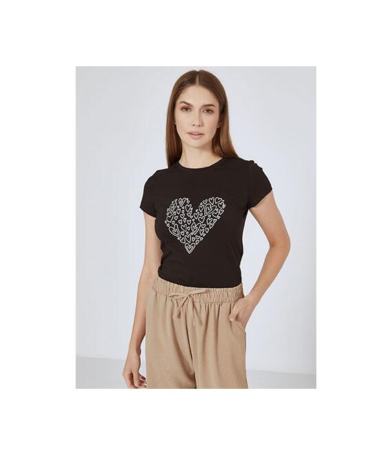Τ-shirt με καρδιές strass SN7958.4300+2