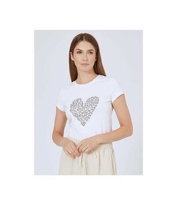 Τ-shirt με καρδιές strass SN7958.4300+1