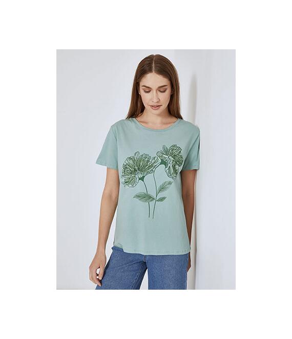 T-shirt με μεταλλιζέ λουλούδι SN9844.4007+6
