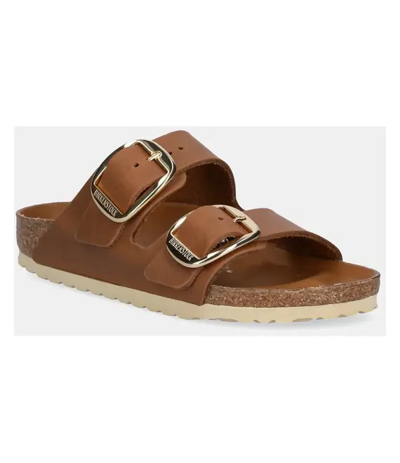 Δερμάτινες παντόφλες Birkenstock Arizona Big Buckle γυναικείες, χρώμα: καφέ, 1011073