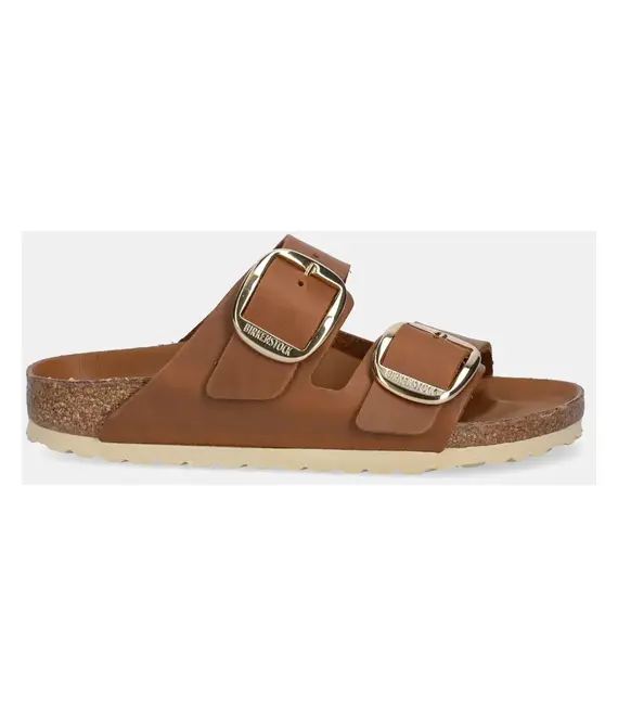 Δερμάτινες παντόφλες Birkenstock Arizona Big Buckle γυναικείες, χρώμα: καφέ, 1011073