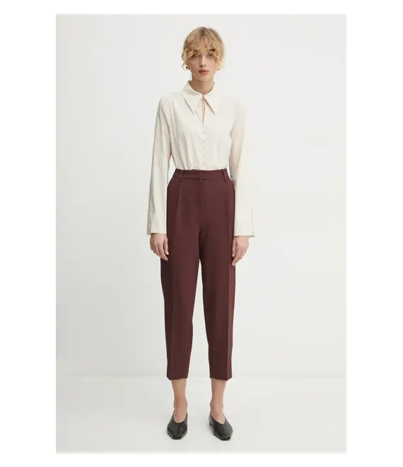 Παντελόνι Bruuns Bazaar CindySus Dagny pants χρώμα: καφέ, BBW2393