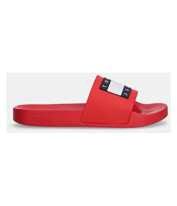 Παντόφλες Tommy Jeans FLAG POOL SLD ESS χρώμα: μαύρο, EN0EN02115