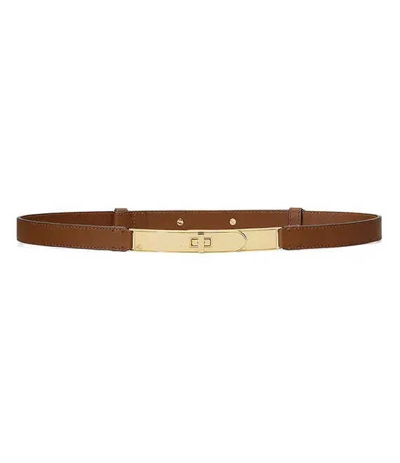 Δερμάτινη ζώνη Lauren Ralph Lauren χρώμα: καφέ