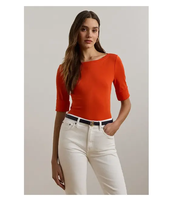 Μπλουζάκι Lauren Ralph Lauren χρώμα: πορτοκαλί, 200654963
