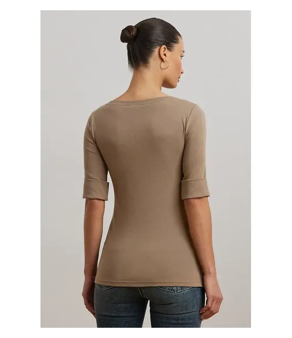 Μπλουζάκι Lauren Ralph Lauren χρώμα: καφέ, 200654963