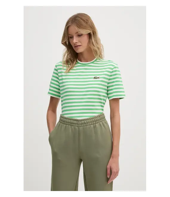 Βαμβακερό μπλουζάκι Lacoste χρώμα: πράσινο