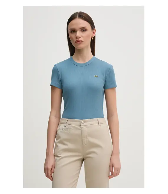 Βαμβακερό μπλουζάκι Lacoste χρώμα: μπλε