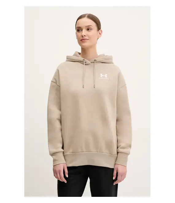 Μπλούζα Under Armour χρώμα: μπεζ, με κουκούλα