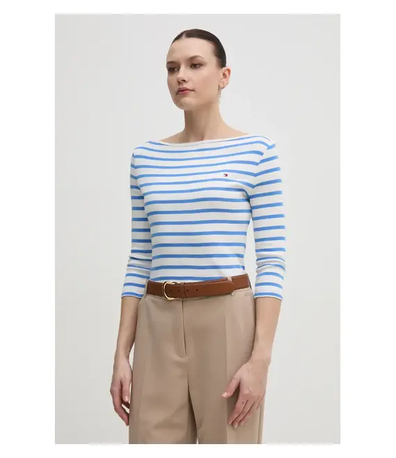 Βαμβακερή μπλούζα με μακριά μανίκια Tommy Hilfiger WW0WW40589