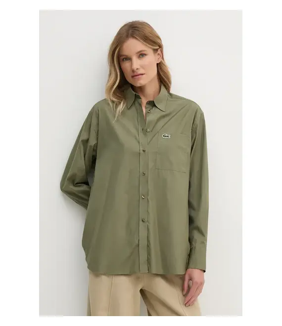Βαμβακερό πουκάμισο Lacoste χρώμα: πράσινο