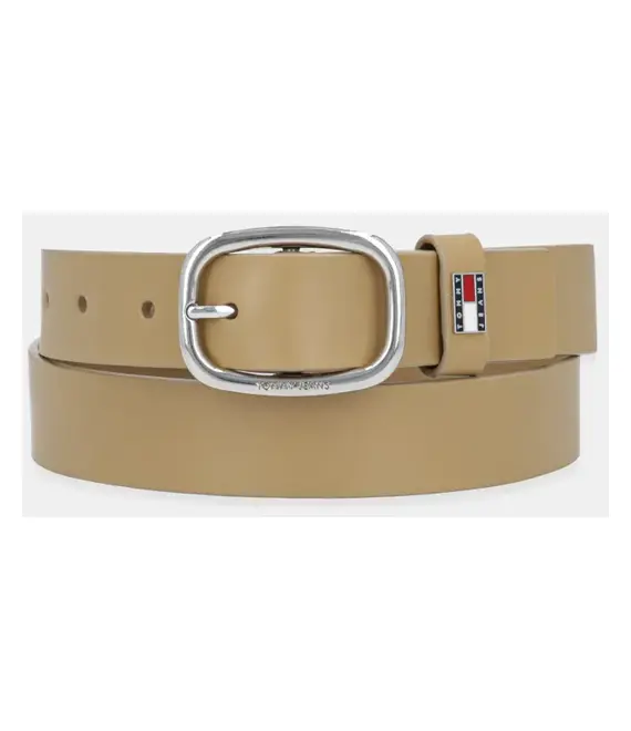 Δερμάτινη ζώνη Tommy Jeans χρώμα: μπεζ, AW0AW15836
