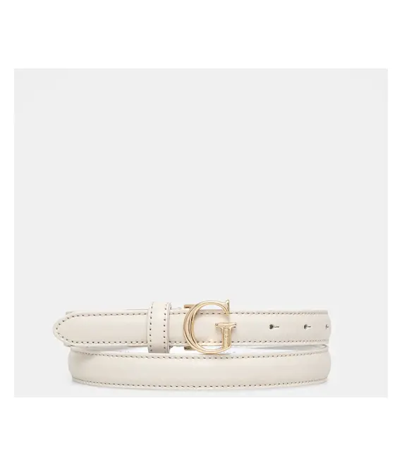 Δερμάτινη ζώνη Guess χρώμα: μπεζ