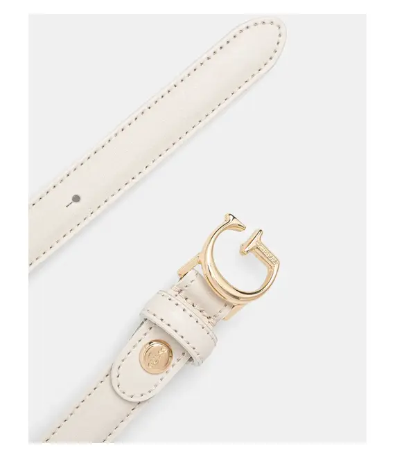 Δερμάτινη ζώνη Guess χρώμα: μπεζ