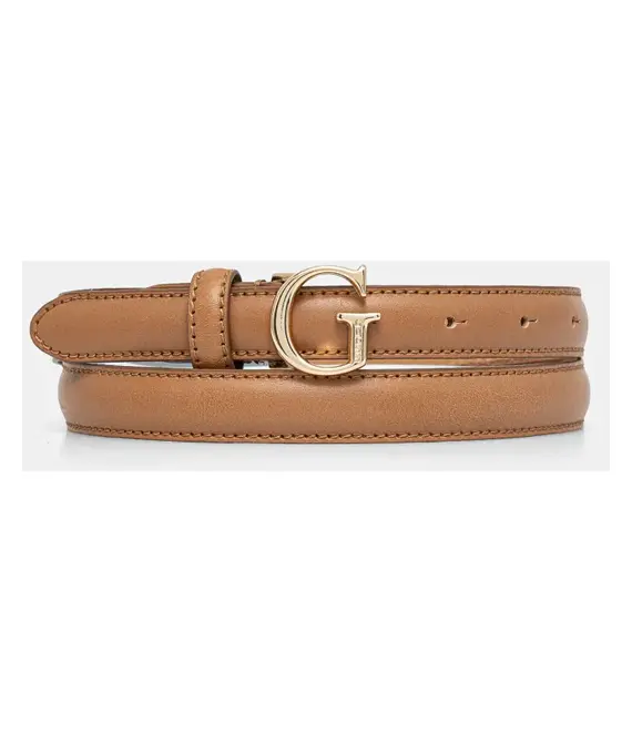 Δερμάτινη ζώνη Guess χρώμα: μπεζ