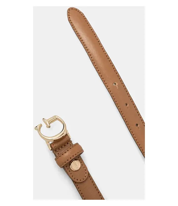 Δερμάτινη ζώνη Guess χρώμα: μπεζ