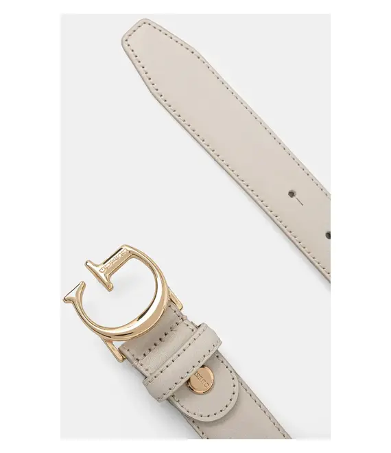 Δερμάτινη ζώνη Guess χρώμα: μπεζ, BW9118 P4230