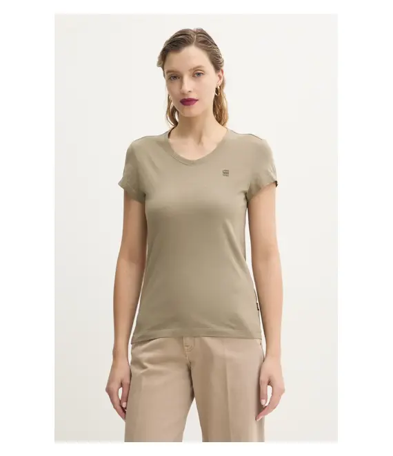 Βαμβακερό μπλουζάκι G-Star Raw γυναικεία, χρώμα: πράσινο