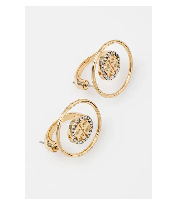 Επιχρυσωμένα σκουλαρίκια Tory Burch Miller Pave 164638-783