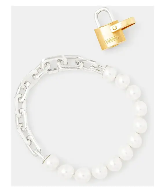 AMBUSH Ασημένιο βραχιόλι Pearl Padlock Bracelet γυναικείο 12115260
